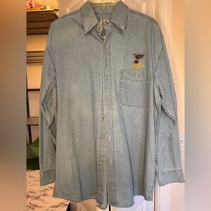 Vintage St. Louis Blues Denim Button-Down Shirt
